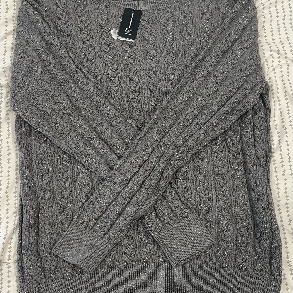 INC International Concepts Men's Charcoal Cable Knit Sweater